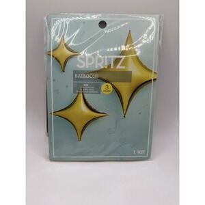 Spritz Brand 4 Packages-3 Count Gold Star Shaped Ballons Holiday Christmas Party